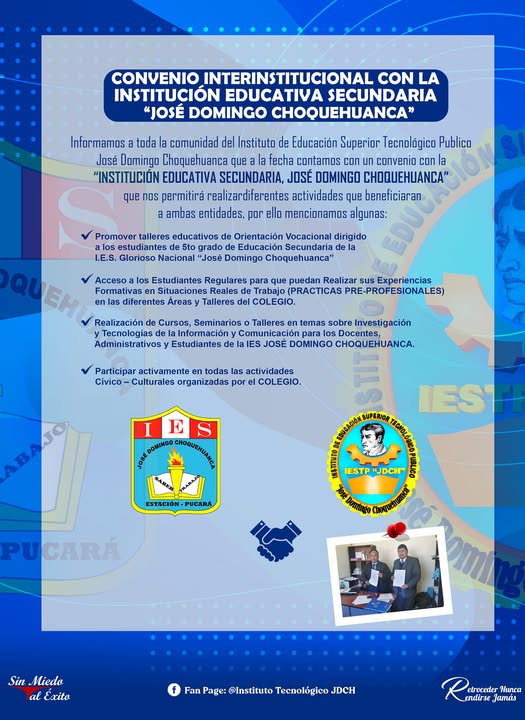 Convenio interinstitucional con la institución educativa secundaria José Domingo Choquehuanca